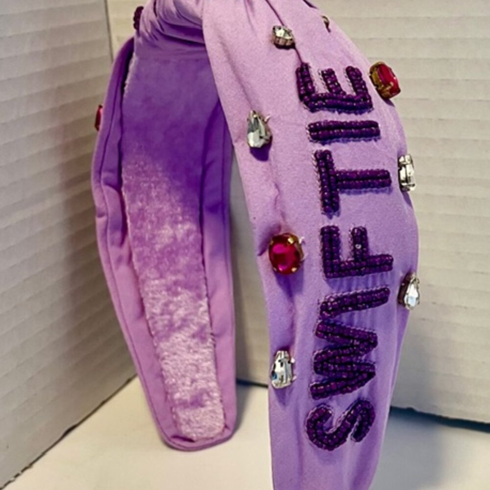 Beaded Swiftie Headband lilac bejeweled Hairband